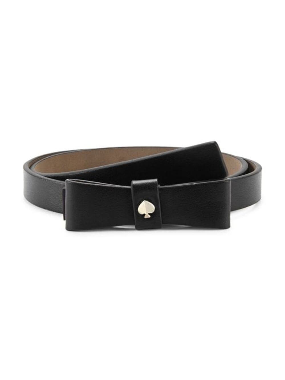 Kate Spade Black Bow with Gold Spade Leather Belt in Medium